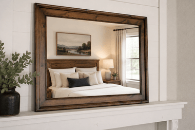 Espresso Alder Wood Mirror – Dark Wood Bathroom Vanity Mirror, Knotty Alder Frame