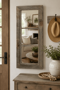 Western Rustic Mirror – Window Pane Barnwood Mirror – 3 Panes