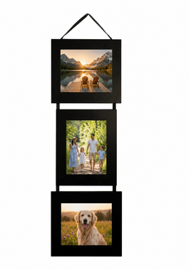 5×7 Triple Frame Set, 2 Landscape (horizontal) 1 Portrait (vertical) on Hanging Ribbon