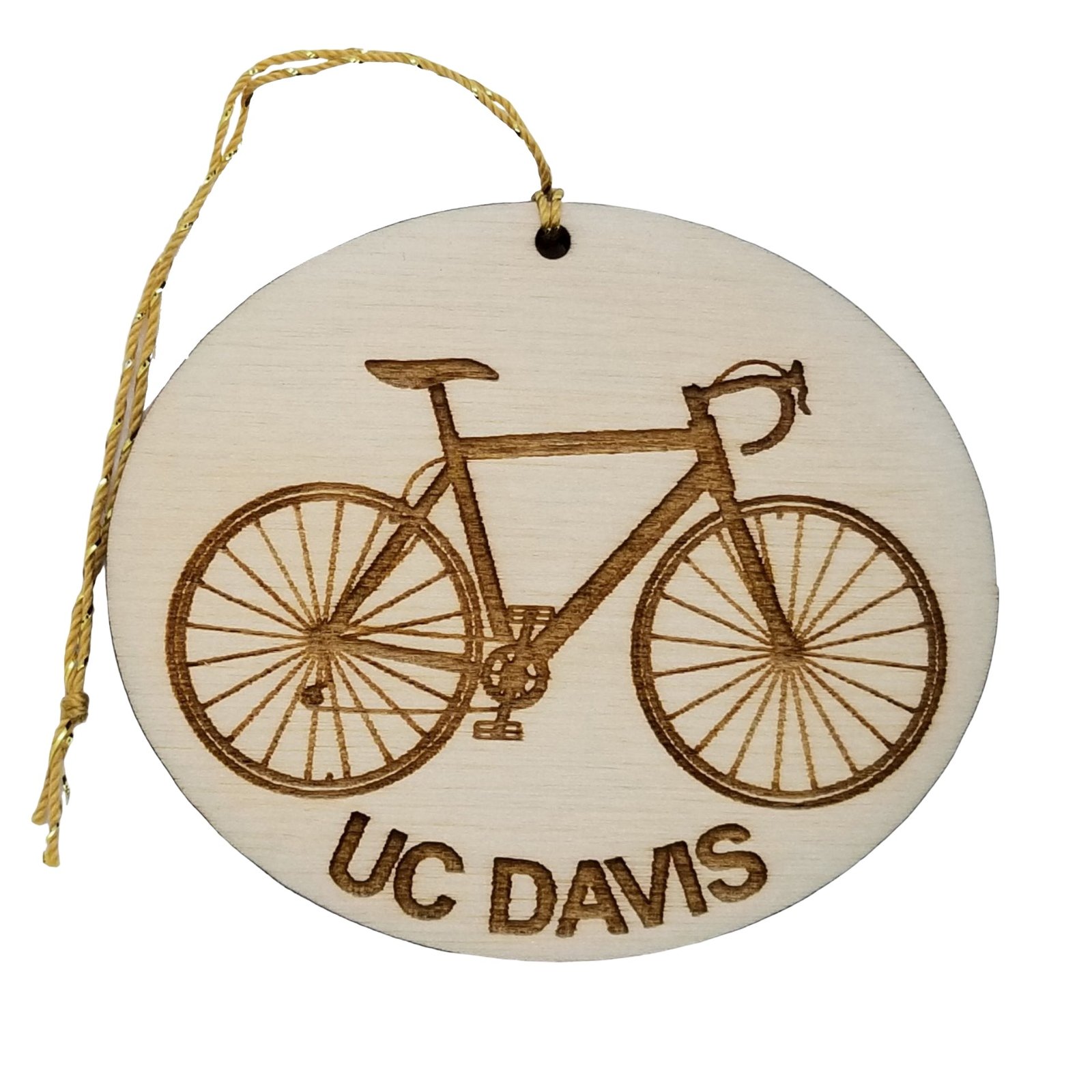 UC Davis Wood Ornament – Mens Bike or Bicycle – Handmade – 15031