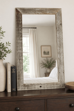 Rustic Barnwood Mirror | Reclaimed Barnwood Farmhouse Wall Mirror