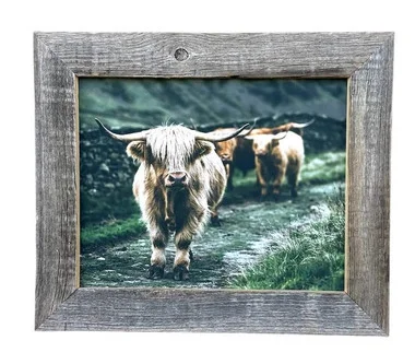 11×14 Barnwood Picture Frame, Homestead Narrow 1.5 Inch Flat Rustic Reclaimed Wood Frame