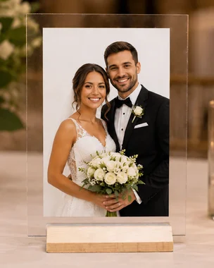 5×7 Acrylic Frame with Wood Stand