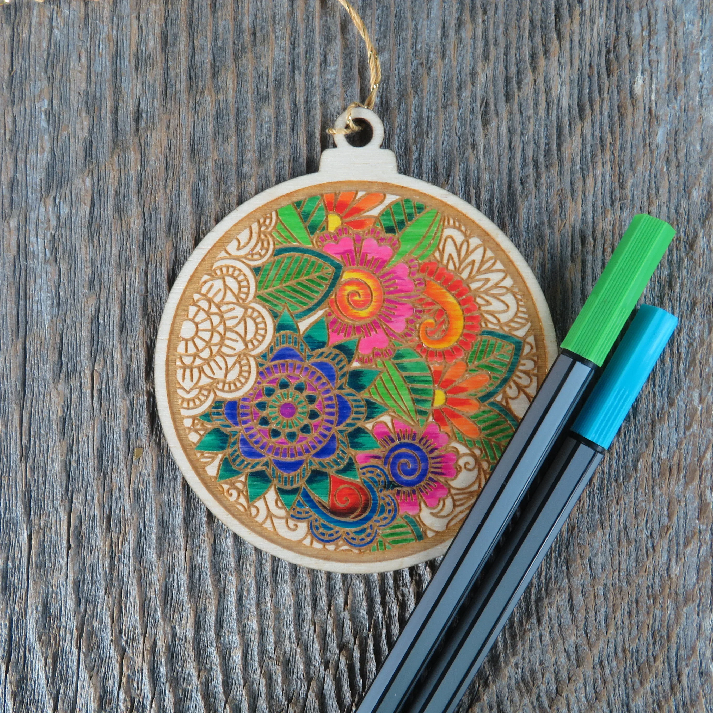 Color Your Own Wood Art – DIY – Wood Ornament – Coloring Project – Craft Supply – Adult Craft Project – Kids Crafts – Floral Relaxation Gift