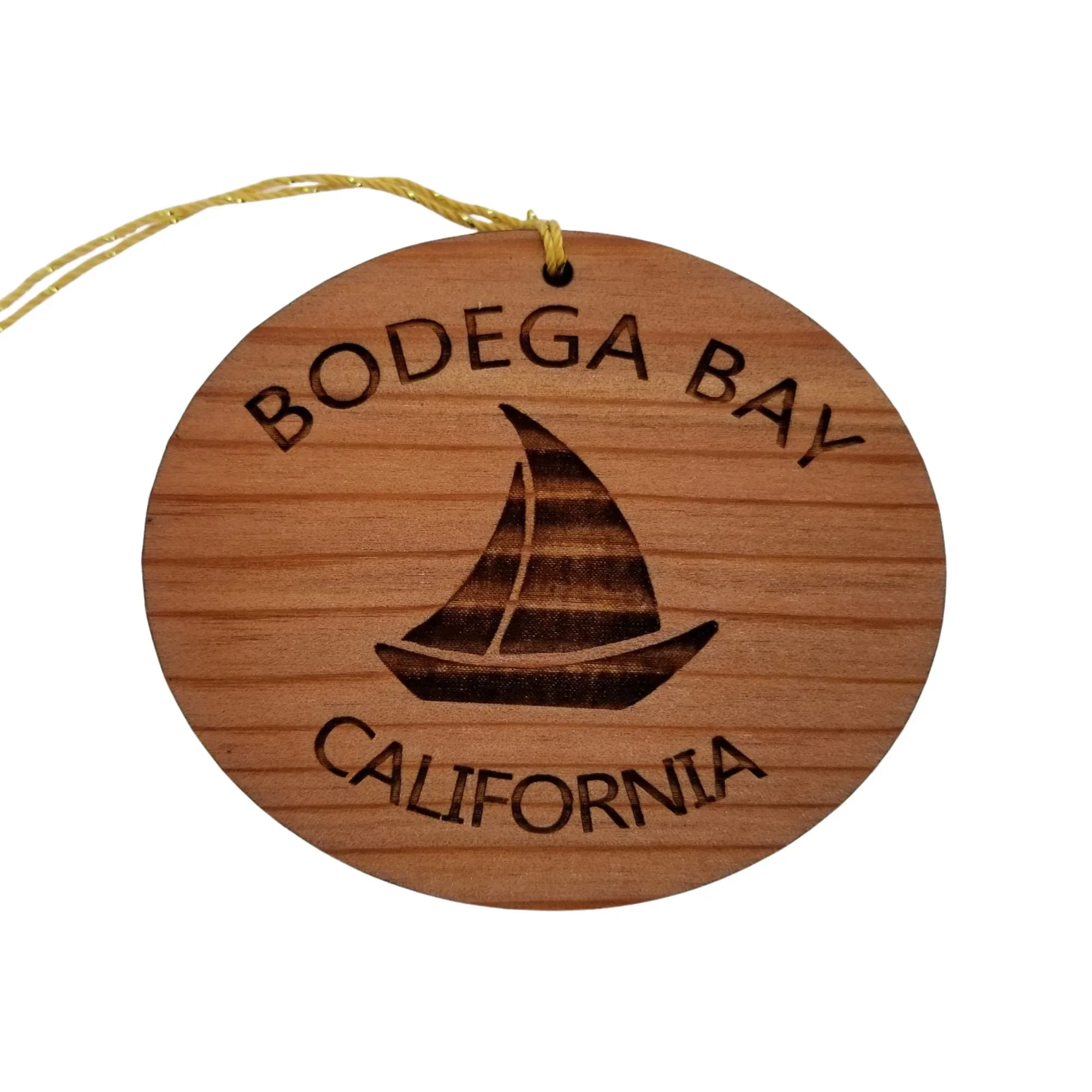 Bodega Bay California Ornament – Handmade Wood Ornament – CA Souvenir Sailing Sailboat – Christmas Ornament 3 Inch