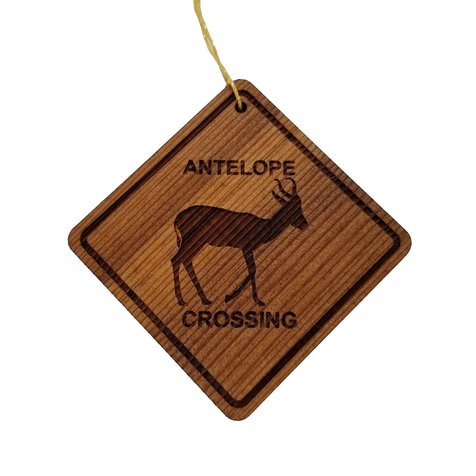Antelope Crossing Ornament – Antelope Ornament – Wood Ornament Handmade in USA – Christmas Home Decoration – Antelope Christmas