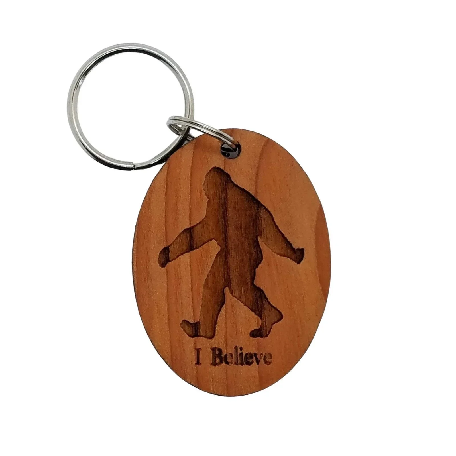 Bigfoot I Believe Wood Keychain Sasquatch – Bigfoot Believer Gift – 4081