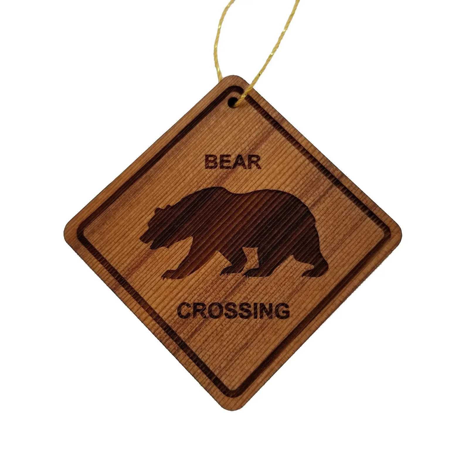 Bear Crossing Ornament – Bear Ornament – Wood Ornament Handmade in USA – Christmas Home Decoration – Bear Christmas