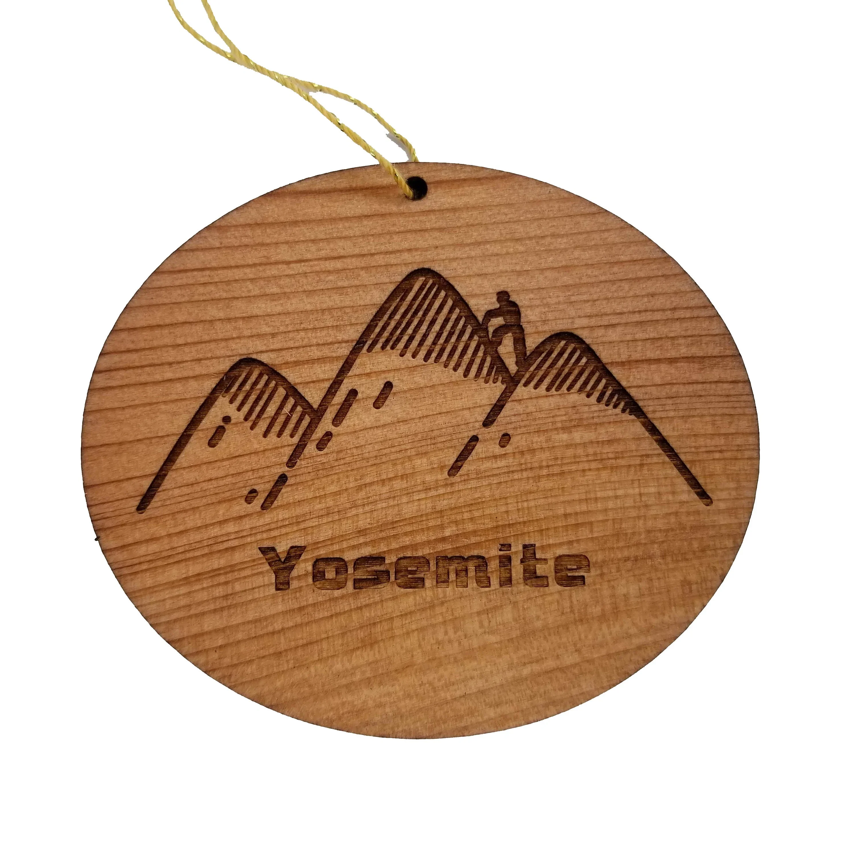 Yosemite National Park Hiking Ornament Handmade Wood Souvenir Made in USA Travel Gift 3″ Christmas Memento – 15188